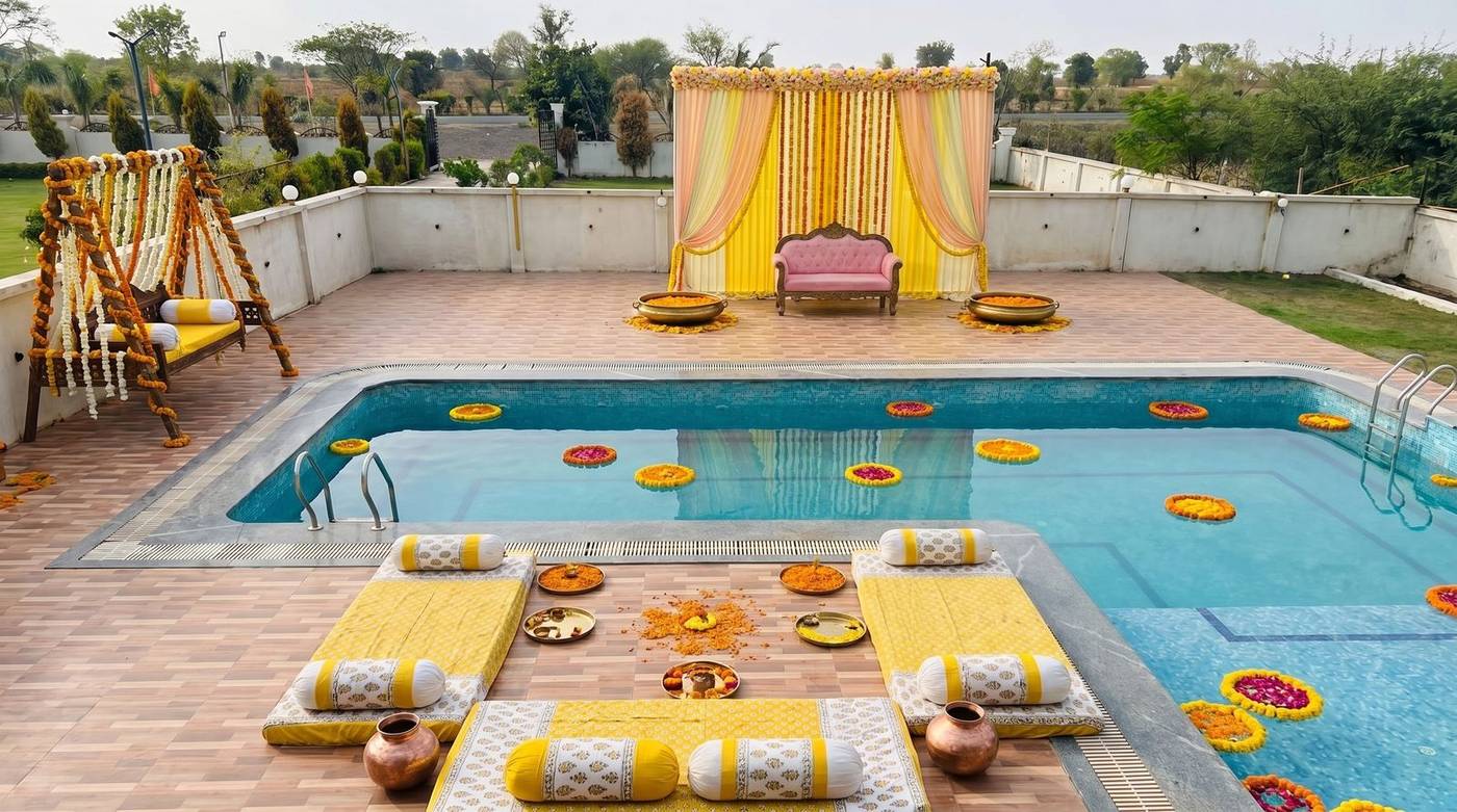 Haldi decor concept at the Poolside Pavilion