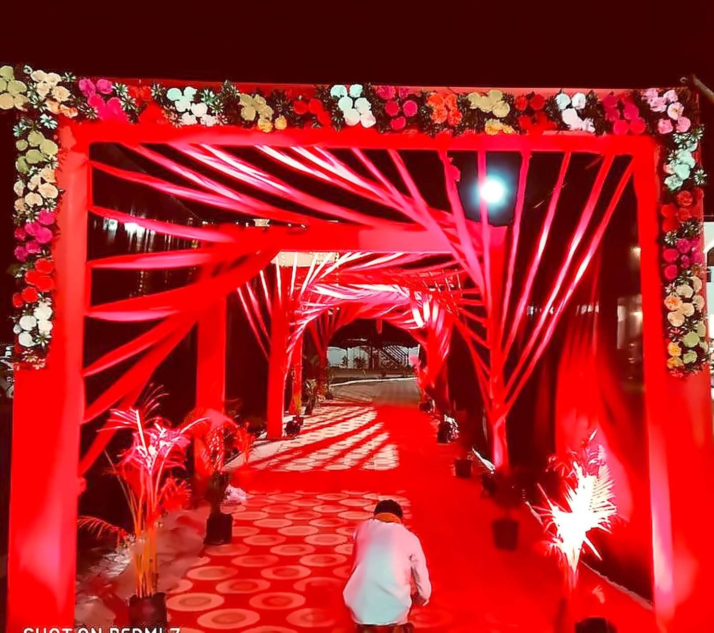 Entrance light tunnel at night